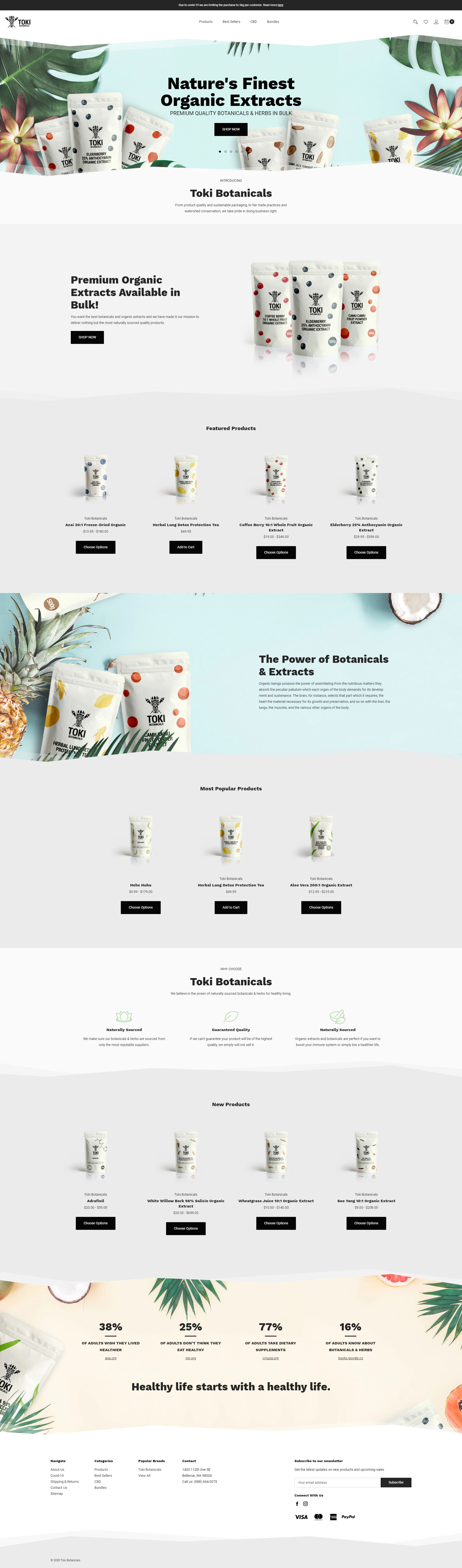 Toki Botanicals Homepage